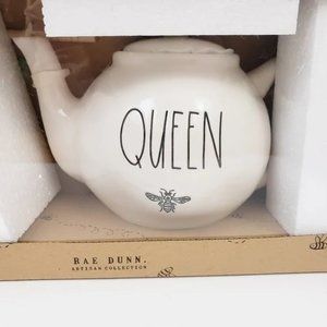 NIB Rae Dunn Queen Bee Ceramic Teapot & Honey Jar w/Dipper